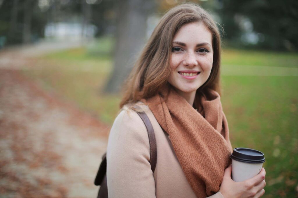 woman outside smiling