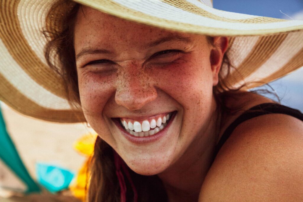 young girl with super white teeth